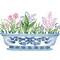Small Spring Bulbs in Porcelain Bowl Wall Stencil | 2562 by Designer Stencils | Floral Stencils |